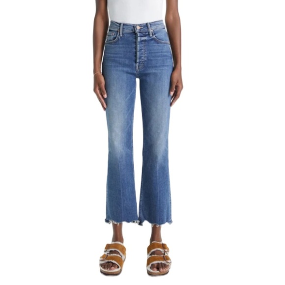 MOTHER The Tripper Ankle Chew Denim Jeans Walking on Coals Med Blue Wash Size 27 - Picture 1 of 14